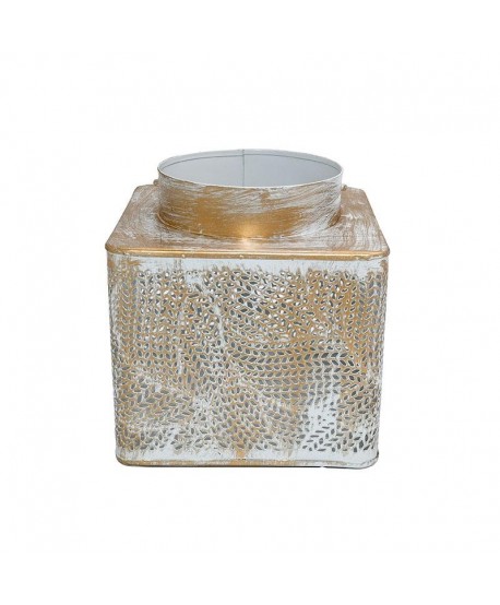 ΜΕΤΑΛΛΙΚΟ ΦΑΝΑΡΙ Fylliana FL12077 ΛΕΥΚΟ ΧΡΥΣΟ ΧΡΩΜΑ 14x14x15εκ