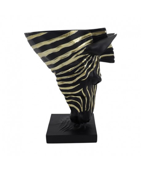 ΕΠΙΤΡΑΠΕΖΙΟ ΒΑΖΟ Fylliana Zebra ΜΑΥΡΟ ΧΡΥΣΟ ΧΡΩΜΑ 21,5x13x25,5εκ