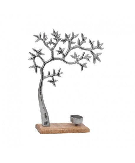 ΕΠΙΤΡΑΠΕΖΙΟ ΡΕΣΩ Fylliana Tree ΑΣΗΜΙ ΝΙΚΕΛ ΜΕ ΞΥΛΙΝΗ ΒΑΣΗ 28x8x37εκ