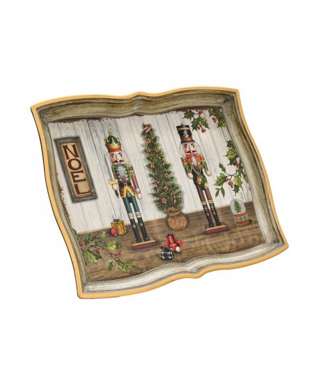 ΧΡΙΣΤΟΥΓΕΝΝΙΑΤΙΚΟΣ ΠΛΑΣΤΙΚΟΣ ΔΙΣΚΟΣ ΣΕΡΒΙΡΙΣΜΑΤΟΣ Fylliana FL10142 ΚΟΚΚΙΝΟ ΛΕΥΚΟ ΚΑΦΕ 43x32x3εκ