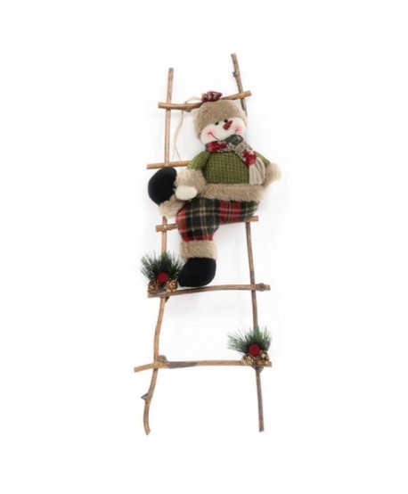 ΧΡΙΣΤΟΥΓΕΝΝΙΑΤΙΚΗ ΔΙΑΚΟΣΜΗΤΙΚΗ ΦΙΓΟΥΡΑ SANTA+SNOWMAN ΙΝ LADDER 12 ΚΟΚΚΙΝΟ ΠΡΑΣΙΝΟ 18x18x60εκ