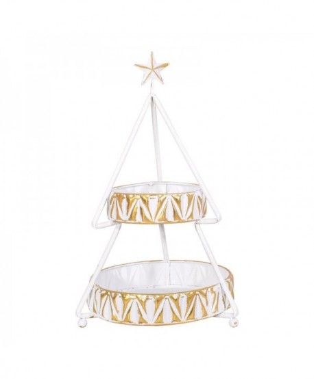 ΧΡΙΣΤΟΥΓΕΝΝΙΑΤΙΚΟΣ ΔΙΩΡΟΦΟΣ ΜΕΤΑΛΛΙΚΟΣ ΔΙΣΚΟΣ ΔΕΝΤΡΟ Fylliana FL0202 ΛΕΥΚΟ ΧΡΥΣΟ ΧΡΩΜΑ 36x30x58εκ