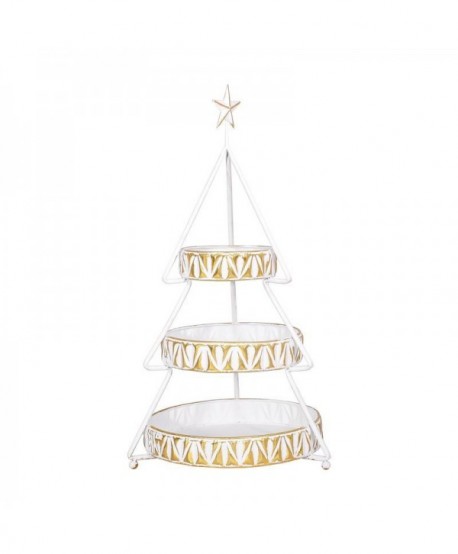 ΧΡΙΣΤΟΥΓΕΝΝΙΑΤΙΚΟΣ ΤΡΙΩΡΟΦΟΣ ΜΕΤΑΛΛΙΚΟΣ ΔΙΣΚΟΣ ΔΕΝΤΡΟ Fylliana FL0042 ΛΕΥΚΟ ΧΡΥΣΟ ΧΡΩΜΑ 42x37x88εκ