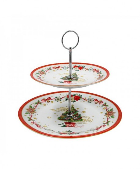 ΧΡΙΣΤΟΥΓΕΝΝΙΑΤΙΚH 2 ΘΕΣΕΩΝ ΚΕΡΑΜΙΚΗ ΠΙΑΤΕΛΑ Fylliana FL5388 ΛΕΥΚΟ ΚΟΚΚΙΝΟ 19εκ