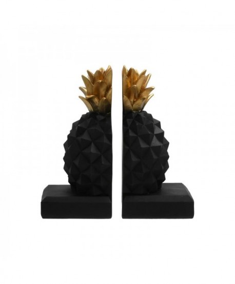 ΣΕΤ 2 ΒΙΒΛΙΟΣΤΑΤΕΣ POLYRESIN Fylliana Ανανάς ΜΑΥΡΟ ΧΡΥΣΟ ΧΡΩΜΑ 9x9x19εκ
