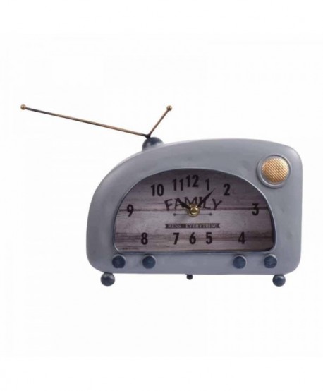 ΕΠΙΤΡΑΠΕΖΙΟ ΡΟΛΟΙ Fylliana Vintage Radio ΜΕΤΑΛΛΙΚΟ ΣΙΕΛ ΧΡΩΜΑ 22x8x16εκ sls