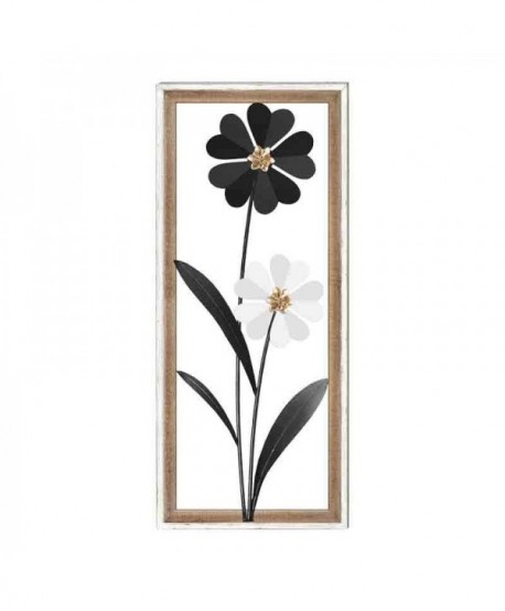ΔΙΑΚΟΣΜΗΤΙΚΟ ΤΟΙΧΟΥ Fylliana Flower ΜΕΤΑΛΛΟ ΞΥΛΟ ΜΑΥΡΟ ΛΕΥΚΟ 30.5x3x71.10εκ sls
