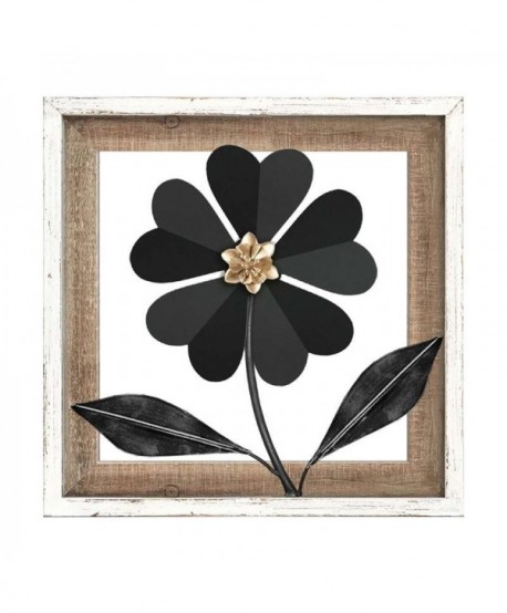 ΔΙΑΚΟΣΜΗΤΙΚΟ ΤΟΙΧΟΥ Fylliana Flower ΜΕΤΑΛΛΟ ΞΥΛΟ ΜΑΥΡΟ ΛΕΥΚΟ 30.5x3x30.5εκ sls