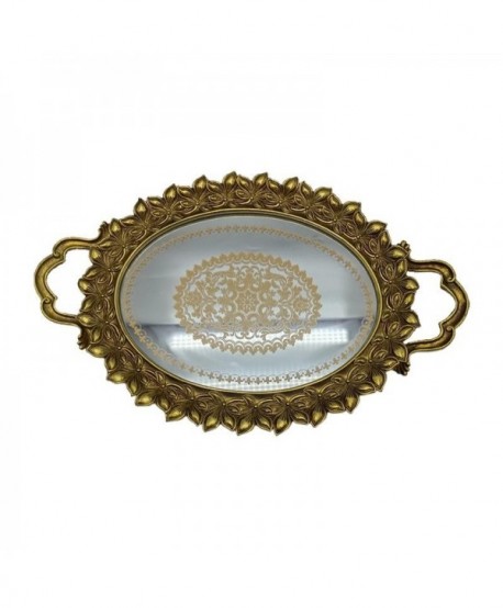 ΔΙΣΚΟΣ ΜΕ ΚΑΘΡΕΦΤΗ Fylliana Flower ΧΡΥΣΟ ΧΡΩΜΑ 40x25x4εκ sls