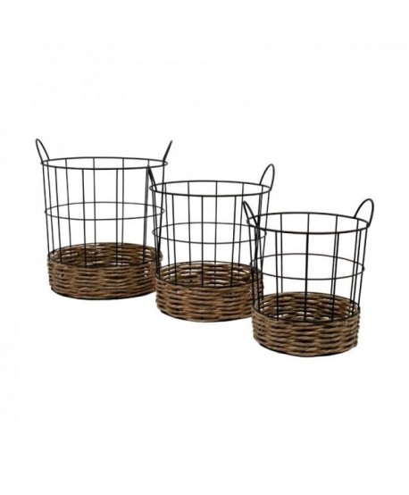 ΣΕΤ 3 ΜΕΤΑΛΛΙΚΑ ΚΑΛΑΘΙΑ Fylliana ΜΑΥΡΟ ΧΡΩΜΑ 36x34x40,5εκ