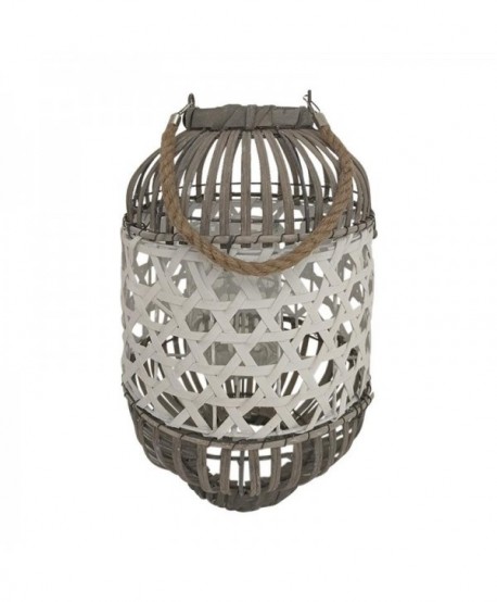 ΦΑΝΑΡΙ BAMBOO Fylliana Land ΜΕ ΓΥΑΛΙ ΚΑΦΕ ΛΕΥΚΟ ΧΡΩΜΑ 22x35 sls