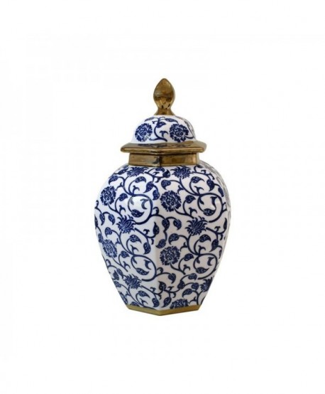 ΚΕΡΑΜΙΚΟ ΒΑΖΟ Fylliana FL22424 ΜΠΛΕ ΛΕΥΚΟ ΧΡΥΣΟ ΧΡΩΜΑ 21x32εκ