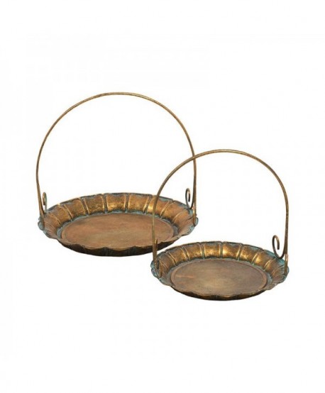 ΣΕΤ 2 ΜΕΤΑΛΛΙΚΟΙ ΔΙΣΚΟΙ Fylliana 184 ΜΠΡΟΝΖΕ ΑΝΤΙΚΕ ΧΡΩΜΑ 28x28x27εκ