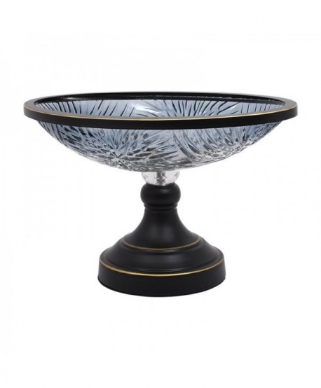 ΚΟΥΠ ΜΕ ΒΑΣΗ Fylliana ΓΚΡΙ ΧΡΩΜΑ ΜΕΤΑΛΛΟ ΓΥΑΛΙ 33x19x20εκ.