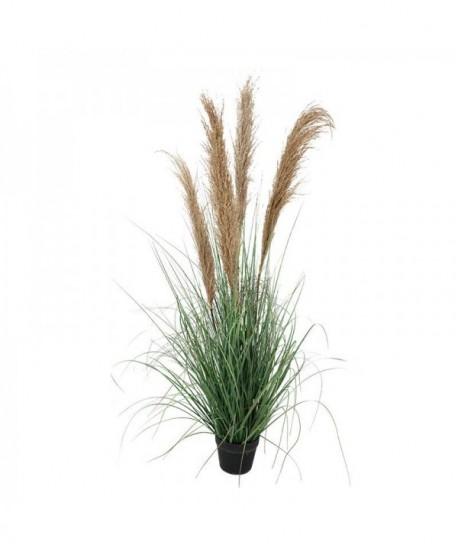 ΔΙΑΚΟΣΜΗΤΙΚΟ ΦΥΤΟ PAΜPAS GRASS ΣΕ ΓΛΑΣΤΡΑ Fylliana 9571 ΜΠΕΖ ΧΡΩΜΑ 33x33x125εκ