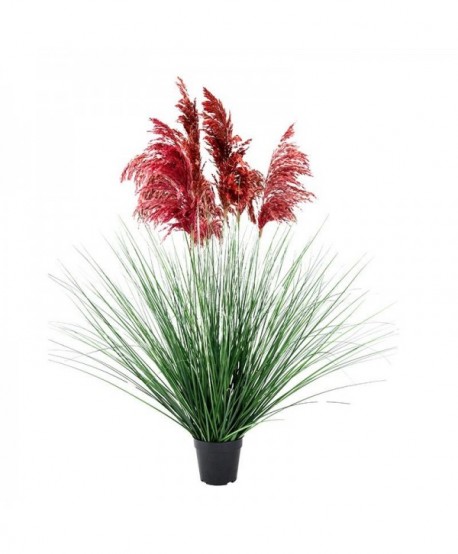 ΔΙΑΚΟΣΜΗΤΙΚΟ ΦΥΤΟ PAMPAS GRASS ΣΕ ΓΛΑΣΤΡΑ Fylliana 9008 ΚΟΚΚΙΝΟ ΧΡΩΜΑ 70x70x110εκ