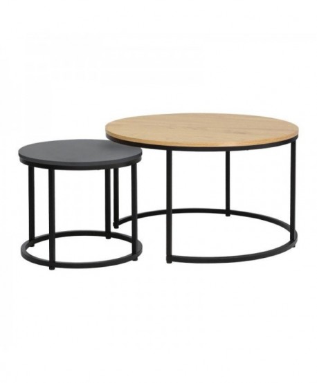 ΣΕΤ 2 ΤΡΑΠΕΖΑΚΙΑ ΣΑΛΟΝΙΟΥ Fylliana Fonzy SONOMA ΜΑΥΡΟ ΧΡΩΜΑ 75x75x48εκ