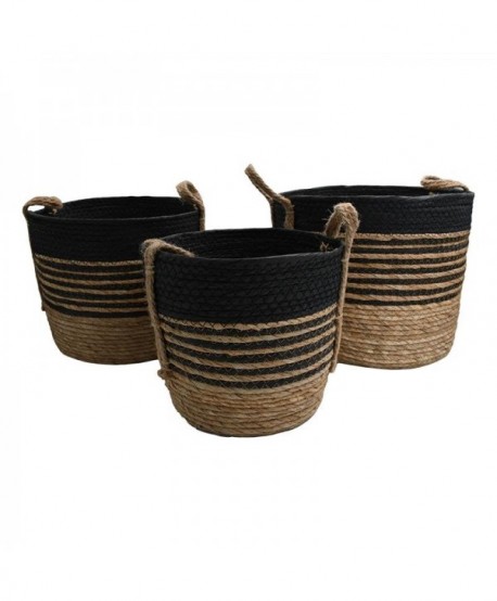 ΣΕΤ 3 ΨΑΘΙΝΑ ΚΑΣΠΩ Fylliana Umeko ΦΥΣΙΚΟ ΜΑΥΡΟ ΧΡΩΜΑ 32x27εκ