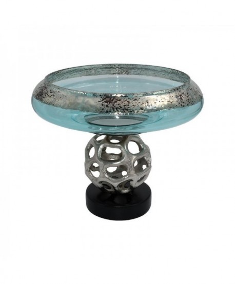 ΓΥΑΛΙΝΟ ΒΑΖΟ Fylliana FL6662 ΑΣΗΜΙ ΣΙΕΛ ΧΡΩΜΑ 21εκ