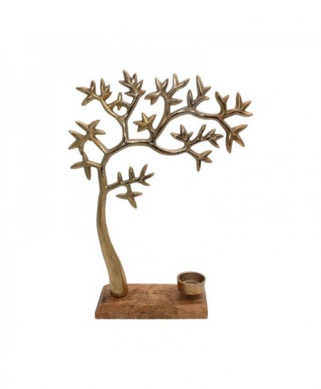 ΕΠΙΤΡΑΠΕΖΙΟ ΡΕΣΩ Fylliana Tree ΧΡΥΣΟ ΜΕ ΞΥΛΙΝΗ ΒΑΣΗ 28x8x37εκ