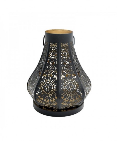 ΜΕΤΑΛΛΙΚΟ ΦΑΝΑΡΙ Fylliana FL12299 ΜΑΥΡΟ ΧΡΥΣΟ ΧΡΩΜΑ 20x22εκ