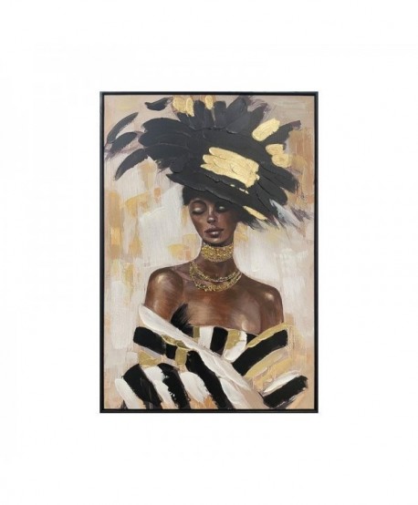 ΠΙΝΑΚΑΣ ΣΕ ΚΑΜΒΑ Fylliana African lady with hat 37264 ΜΑΥΡΟ ΓΚΡΙ ΛΕΥΚΟ 60x4x90εκ