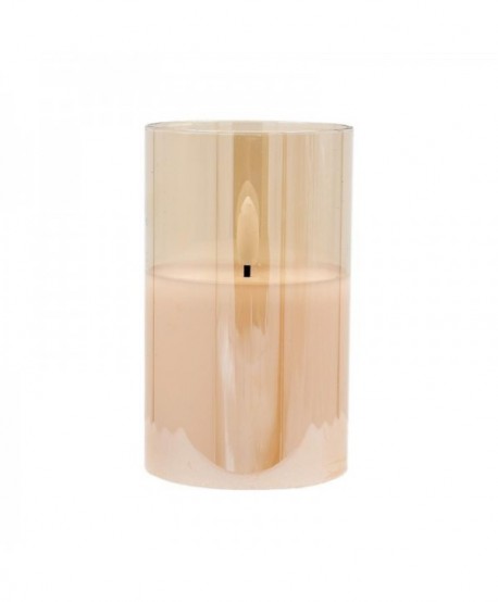 ΔΙΑΚΟΣΜΗΤΙΚΟ LED ΚΕΡΙ ΜΕ ΡΕΑΛΙΣΤΙΚΗ 3D ΦΛΟΓΑ Fylliana FL7513 ΣΕ ΓΥΑΛΙ ΧΡΩΜΑ AMBER 8x8x13εκ