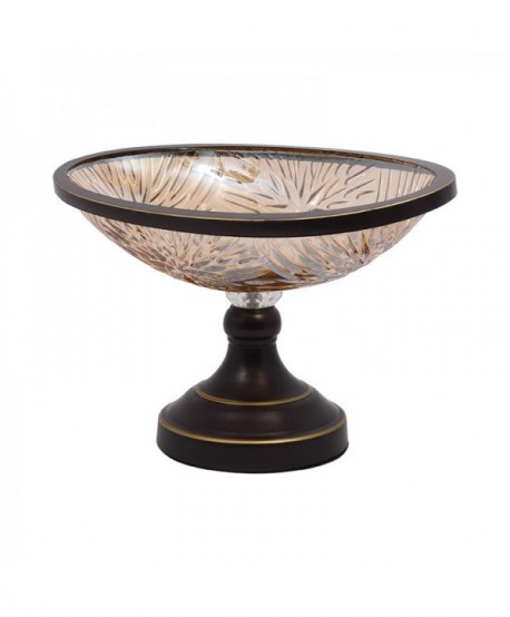 ΚΟΥΠ ΜΕ ΒΑΣΗ Fylliana ΚΑΦΕ ΧΡΩΜΑ ΜΕΤΑΛΛΟ ΓΥΑΛΙ 33x18x20εκ.