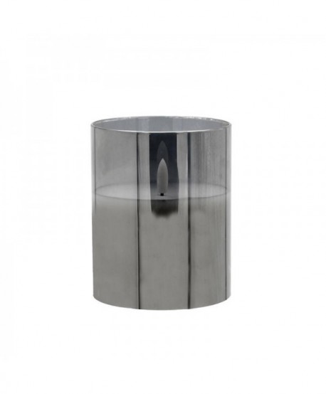 ΔΙΑΚΟΣΜΗΤΙΚΟ LED ΚΕΡΙ ΜΕ ΡΕΑΛΙΣΤΙΚΗ 3D ΦΛΟΓΑ Fylliana FL1013 ΣΕ ΓΥΑΛΙ ΧΡΩΜΑ SMOKY 10x10x13εκ