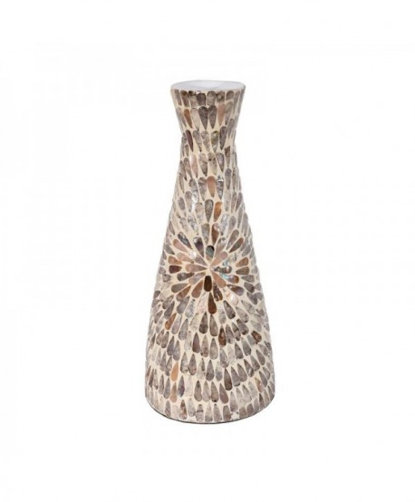 ΕΠΙΤΡΑΠΕΖΙΟ ΒΑΖΟ BAMBOO ΚΟΧΥΛΙ TEAR DROP Fylliana FL03 ΜΠΕΖ ΚΑΦΕ ΛΕΥΚΟ ΧΡΩΜΑ 18x43εκ