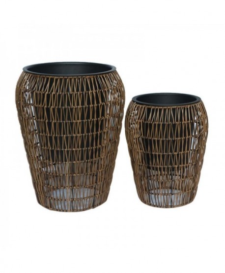 ΣΕΤ ΚΑΣΠΩ 2 ΤΕΜΑΧΙΑ POLY RATTAN  Fylliana FL21897 ΚΑΦΕ ΧΡΩΜΑ 39x50εκ  30x39εκ