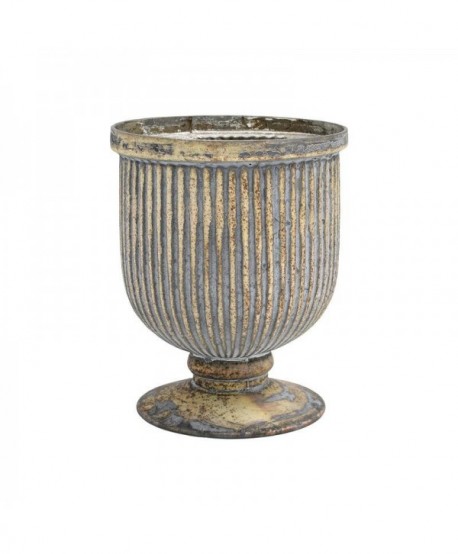 ΓΥΑΛΙΝΟ ΒΑΖΟ ΜΕ ΠΟΔΙ Fylliana FL638 ΜΕΤΑΛΛΙΚΟ ΦΙΝΙΡΙΣΜΑ 14x18εκ