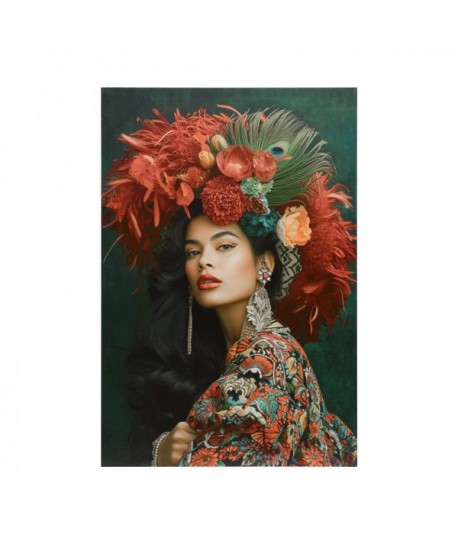 ΠΙΝΑΚΑΣ ΣΕ ΚΑΜΒΑ ΜΕ ΕΚΤΥΠΩΣΗ Fylliana FL246004 ΠΡΑΣΙΝΟ ΚΑΦΕ ΚΟΚΚΙΝΟ 60x3x90εκ