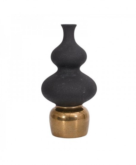 ΚΕΡΑΜΙΚΟ ΒΑΖΟ Fylliana FL0399 ΜΑΥΡΟ ΧΡΥΣΟ ΧΡΩΜΑ 19x19x37εκ