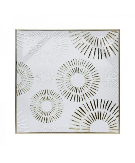 ΠΙΝΑΚΑΣ ΣΕ ΚΑΜΒΑ ΜΕ ΠΛΑΣΤΙΚΟ ΠΛΑΙΣΙΟ Fylliana FL247443 ΧΡΥΣΟ ΛΕΥΚΟ 60x3x60εκ