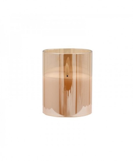 ΔΙΑΚΟΣΜΗΤΙΚΟ LED ΚΕΡΙ ΜΕ ΡΕΑΛΙΣΤΙΚΗ 3D ΦΛΟΓΑ Fylliana FL1013 ΣΕ ΓΥΑΛΙ ΧΡΩΜΑ AMBER 10x10x13εκ