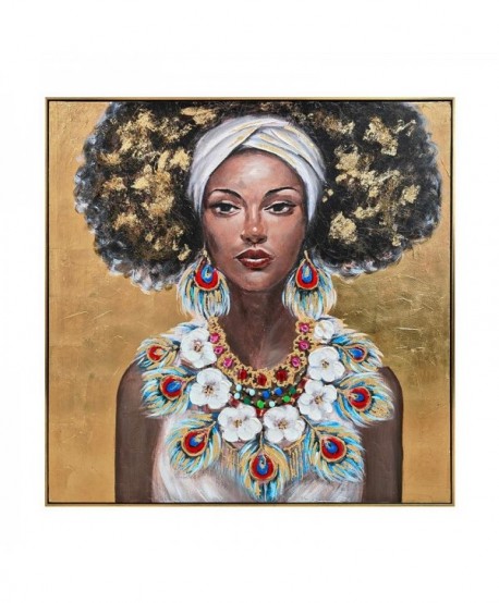 ΠΙΝΑΚΑΣ ΣΕ ΚΑΜΒΑ Fylliana FL4961 WOMAN FACE ΚΑΦΕ ΧΡΥΣΟ ΛΕΥΚΟ 100x100xεκ