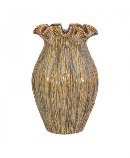 ΚΕΡΑΜΙΚΟ ΒΑΖΟ Fylliana FL30007 ΜΠΕΖ ΓΚΡΙ ΧΡΥΣΟ ΧΡΩΜΑ 22x36εκ