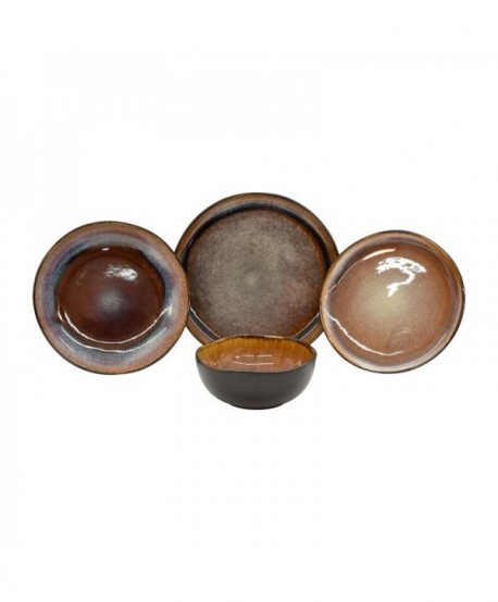 ΣΕΤ ΦΑΓΗΤΟΥ 16τμχ Fylliana FL25180 STONEWARE ΣΚΟΥΡΟ ΚΑΦΕ ΧΡΩΜΑ