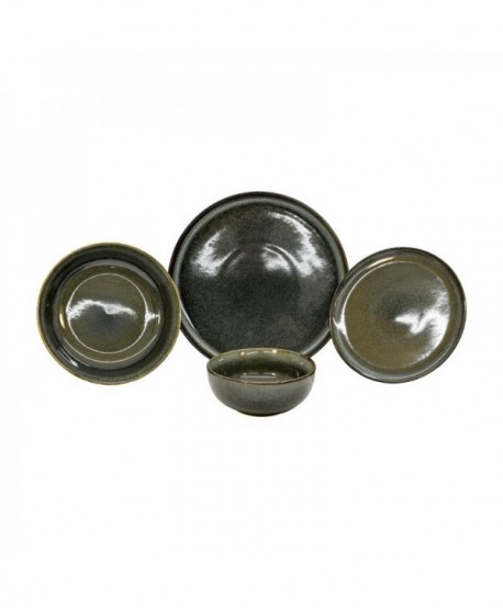 ΣΕΤ ΦΑΓΗΤΟΥ 16τμχ Fylliana FL25143 STONEWARE ΣΚΟΥΡΟ ΠΡΑΣΙΝΟ ΧΡΩΜΑ