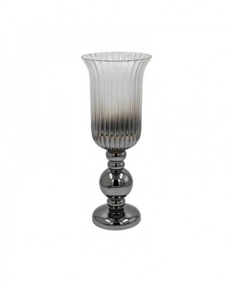 ΓΥΑΛΙΝΟ ΒΑΖΟ Fylliana FL1320 ΑΣΗΜΙ ΧΡΩΜΑ 18x48εκ