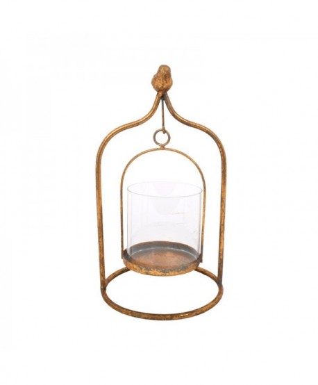 ΜΕΤΑΛΛΙΚΟ ΦΑΝΑΡΙ ΜΕ ΓΥΑΛΙ Fylliana BIRD 31x17x11εκ