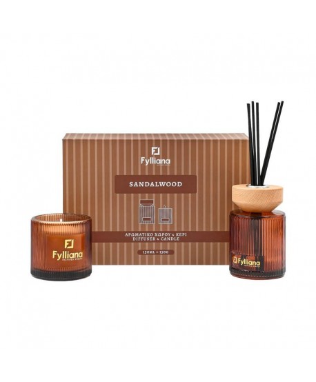 ΑΡΩΜΑΤΙΚΟ ΣΕΤ ΔΩΡΟΥ Sandalwood Fylliana FL25161 (Διαχύτης 150ml + Κερί 150g)