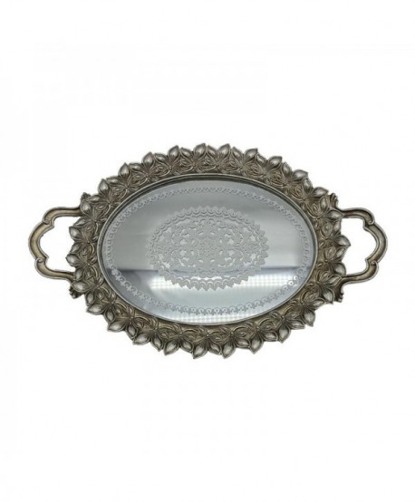 ΔΙΣΚΟΣ ΜΕ ΚΑΘΡΕΦΤΗ Fylliana Flower ΑΣΗΜΙ ΧΡΩΜΑ 40x25x4εκ sls