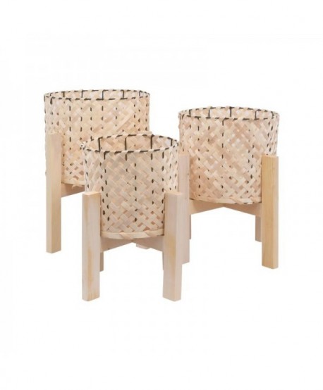 ΣΕΤ 3 ΨΑΘΙΝΑ ΚΑΣΠΩ Fylliana ΚΑΦΕ ΧΡΩΜΑ 20x20x31εκ+25x25x35εκ+29x29x39εκ