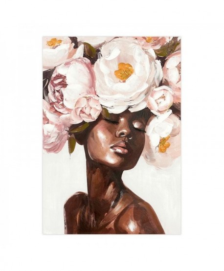 ΠΙΝΑΚΑΣ ΣΕ ΚΑΜΒΑ Fylliana Woman with flowers ΚΑΦΕ ΜΠΕΖ ΡΟΖ ΛΕΥΚΟ 70x3x100εκ