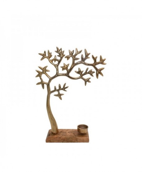 ΕΠΙΤΡΑΠΕΖΙΟ ΡΕΣΩ Fylliana Tree ΧΡΥΣΟ ΜΕ ΞΥΛΙΝΗ ΒΑΣΗ 23x8x31εκ