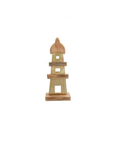 ΔΙΑΚΟΣΜΗΤΙΚΟ ΑΛΟΥΜΙΝΙΟΥ Fylliana Light house 2386 ΜΕ ΞΥΛΙΝΗ ΒΑΣH ΧΡΥΣΟ ΧΡΩΜΑ 12x5x32εκ