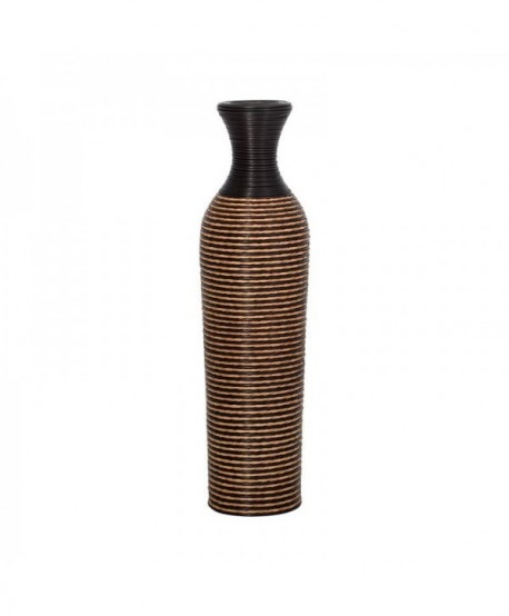 ΔΙΑΚΟΣΜΗΤΙΚΟ ΒΑΖΟ Fylliana FL310 PU RATTAN ΜΑΥΡΟ ΦΥΣΙΚΟ ΧΡΩΜΑ 70εκ