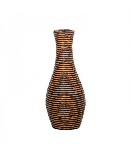 ΔΙΑΚΟΣΜΗΤΙΚΟ ΒΑΖΟ Fylliana FL528 PU RATTAN ΜΑΥΡΟ ΦΥΣΙΚΟ ΧΡΩΜΑ 50εκ